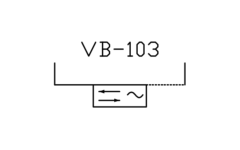 符號 Conveyor vibrator, electromagnetic 的預覽，圖塊名 PPD_X6729_VIBRATOR_ELECTROMAGNETIC