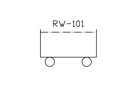 符號 Railway wagon, bulk type, form 1 的預覽，圖塊名 PPD_X6770_WAGON_BULK_F1