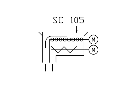 符號 Roller screen with motor, conveyor 的預覽，圖塊名 PPD_X6805_ROLLER_SCREEN