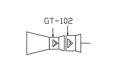 符號 Gas turbine, separate combustors 的預覽，圖塊名 PPD_X7012_GAS_TURBINE_SEP_COMB
