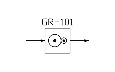 符號 Gear, fixed ratio, speed increasing 的預覽，圖塊名 PPD_X7101_GEAR_INCREASING