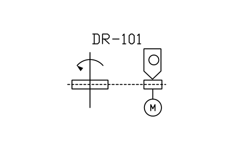 符號 Chain drive, motor and sensor 的預覽，圖塊名 PPD_X7150_CHAIN_DRIVE_MOTOR