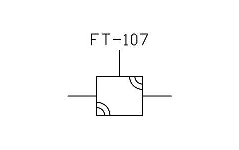 符號 Ultrasonic flow meter, inline 的預覽，圖塊名 PPD_X7277_ULTRASONIC_INLINE