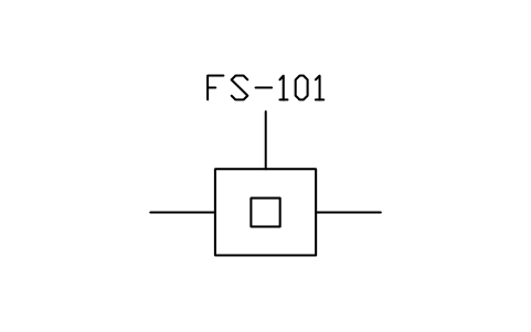 符號 Flow switch, paddle type 的預覽，圖塊名 PPD_X7282_FLOW_SWITCH_PADDLE
