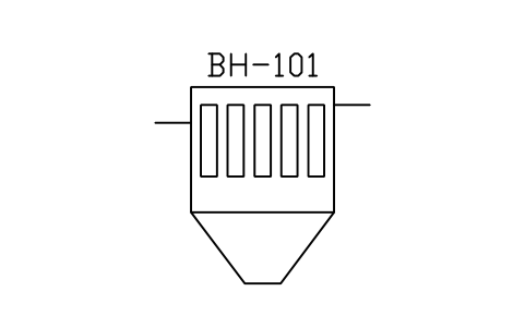 Dust collector (baghouse) sembolünün önizlemesi, blok PEQ_BAGHOUSE