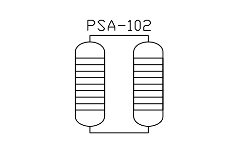 PSA unit, two towers sembolünün önizlemesi, blok PEQ_GAS_PSA_PAIR