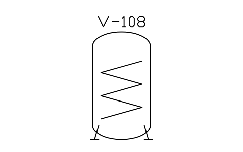 Vessel with heating coil sembolünün önizlemesi, blok PEQ_VES_COIL