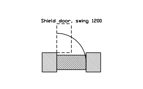 Preview of the Shield door, swing 1200 symbol, block RAD_DOOR_SHIELD_SWING