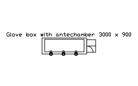 Preview of the Glove box with antechamber 3000 x 900 symbol, block RAD_GLOVEBOX_AIRLOCK