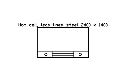 Preview of the Hot cell, lead-lined steel 2400 x 1400 symbol, block RAD_HOT_CELL_STEEL