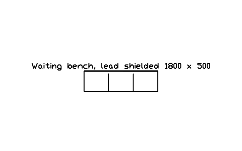Preview of the Waiting bench, lead shielded 1800 x 500 symbol, block RAD_PATIENT_BENCH