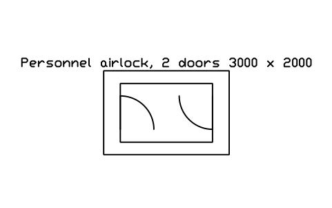 Preview of the Personnel airlock, 2 doors 3000 x 2000 symbol, block RAD_PERSONNEL_AIRLOCK