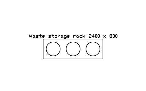 Preview of the Waste storage rack 2400 x 800 symbol, block RAD_WASTE_RACK