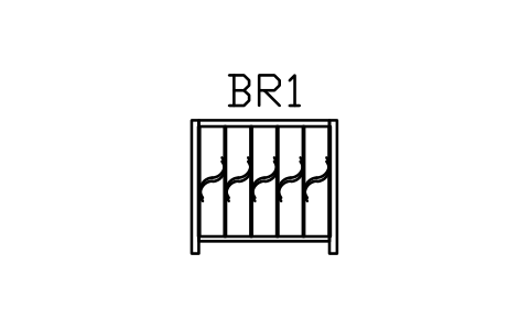Anteprima del simbolo Ferro battuto, volute a S, blocco RLG_BAY_SCROLLS