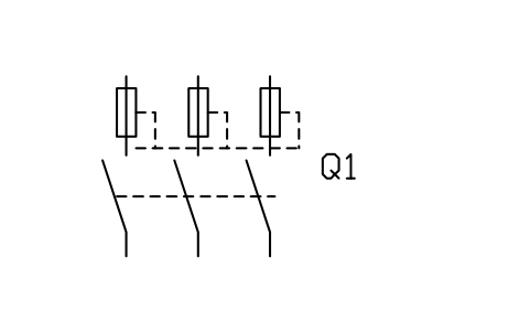 Switch, striker fuses 3P 심볼 미리보기, 블록 RLY_S00367_SWITCH_STRIKER_FUSES_3P