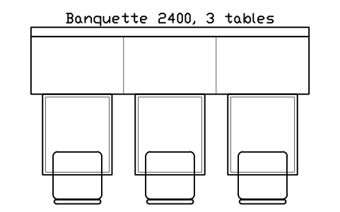 Preview of the Banquette 2400, 3 tables symbol, block RRT_BANQUETTE_3