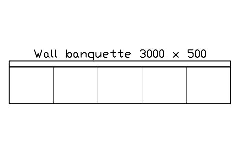 Preview of the Wall banquette 3000 x 500 symbol, block RRT_BANQUETTE_LONG