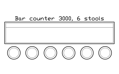 Preview of the Bar counter 3000, 6 stools symbol, block RRT_BAR_3000