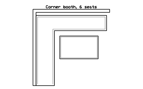 Preview of the Corner booth, 6 seats symbol, block RRT_BOOTH_CORNER