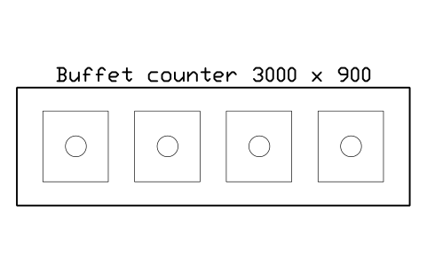 Preview of the Buffet counter 3000 x 900 symbol, block RRT_BUFFET_3000