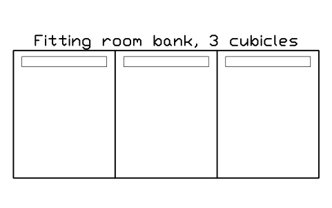 Preview of the Fitting room bank, 3 cubicles symbol, block RRT_FITTING_BANK_3