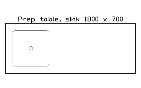 Preview of the Prep table, sink 1800 x 700 symbol, block RRT_PREP_SINK