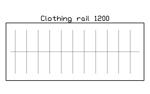 Preview of the Clothing rail 1200 symbol, block RRT_RAIL_1200