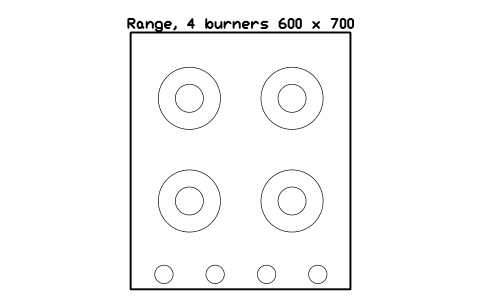 Preview of the Range, 4 burners 600 x 700 symbol, block RRT_RANGE_4