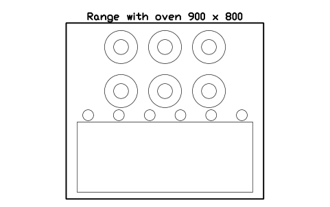 Preview of the Range with oven 900 x 800 symbol, block RRT_RANGE_OVEN_900