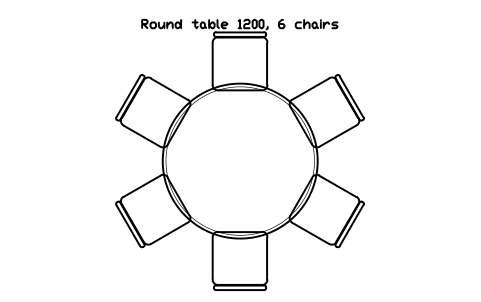 Preview of the Round table 1200, 6 chairs symbol, block RRT_ROUND_1200_6