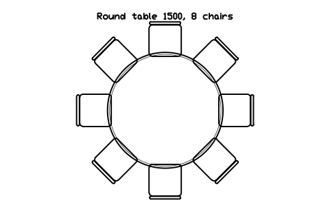 Preview of the Round table 1500, 8 chairs symbol, block RRT_ROUND_1500_8