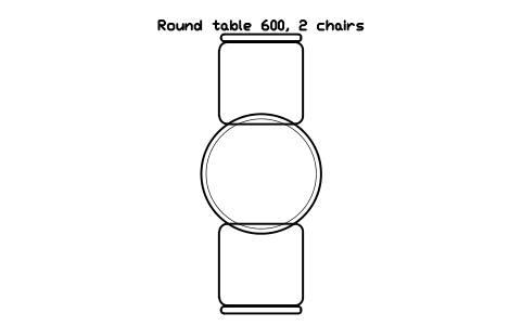 Preview of the Round table 600, 2 chairs symbol, block RRT_ROUND_600_2