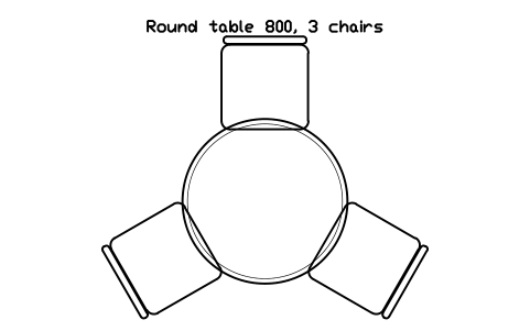Preview of the Round table 800, 3 chairs symbol, block RRT_ROUND_800_3