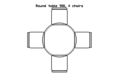 Preview of the Round table 900, 4 chairs symbol, block RRT_ROUND_900_4
