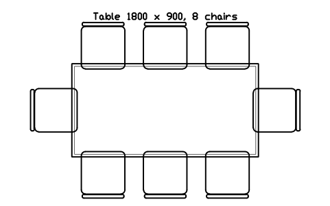 Preview of the Table 1800 x 900, 8 chairs symbol, block RRT_TABLE_1800X900