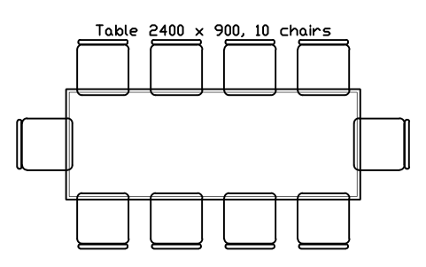 Preview of the Table 2400 x 900, 10 chairs symbol, block RRT_TABLE_2400X900