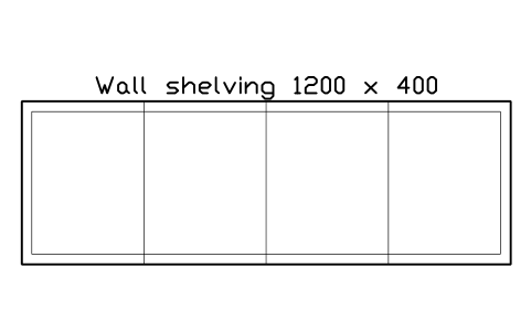 Preview of the Wall shelving 1200 x 400 symbol, block RRT_WALL_SHELF_1200