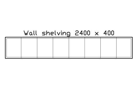 Preview of the Wall shelving 2400 x 400 symbol, block RRT_WALL_SHELF_2400