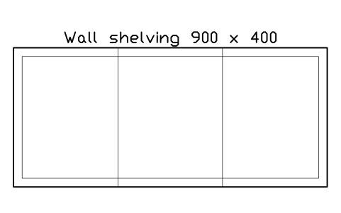 Preview of the Wall shelving 900 x 400 symbol, block RRT_WALL_SHELF_900