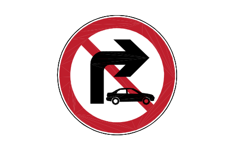 Preview of the P23a No right turn, cars symbol, block RCR_P23a