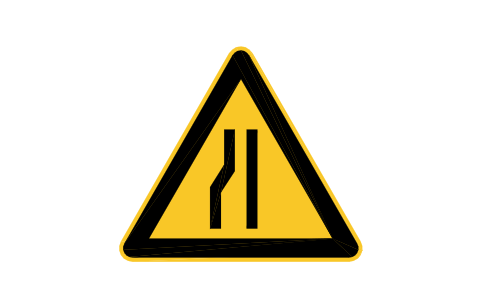 Preview of the W7-3 Road narrows, left symbol, block RCR_W7_3