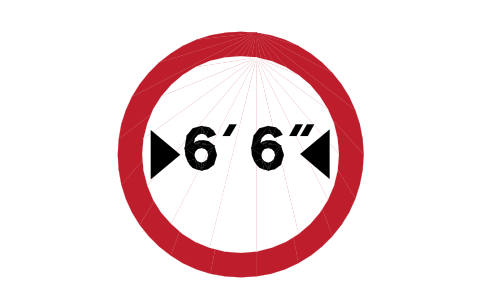 Anteprima del simbolo 629 Width limit 6ft 6in, blocco RKR_629