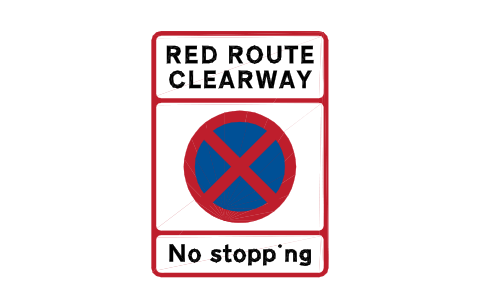 Anteprima del simbolo CW701 Red route clearway, blocco RKR_CW701