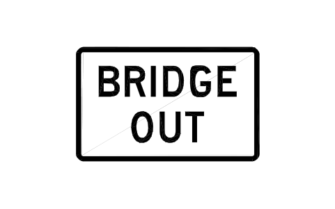 Vorschau des Symbols R11-2b Bridge out, Block RSU_R11_2b