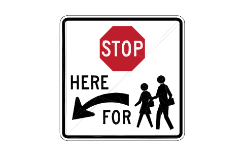 Vorschau des Symbols R1-5cL Stop here, school, Block RSU_R1_5cL