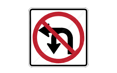 Vorschau des Symbols R3-18 No U or left turn, Block RSU_R3_18