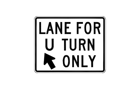 Vorschau des Symbols R3-19a U-turn only lane, Block RSU_R3_19a