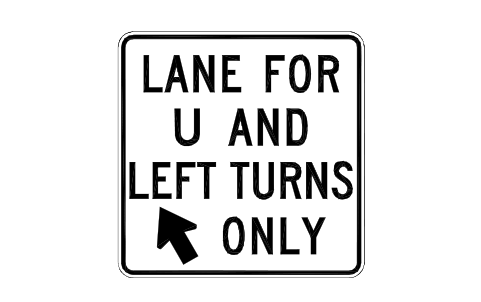 Vorschau des Symbols R3-19b U and left turn lane, Block RSU_R3_19b
