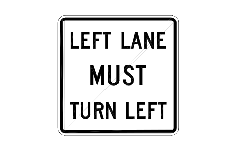 Vorschau des Symbols R3-7L Lane must turn left, Block RSU_R3_7L