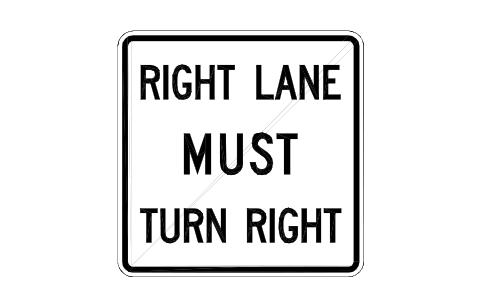 Vorschau des Symbols R3-7R Lane must turn right, Block RSU_R3_7R